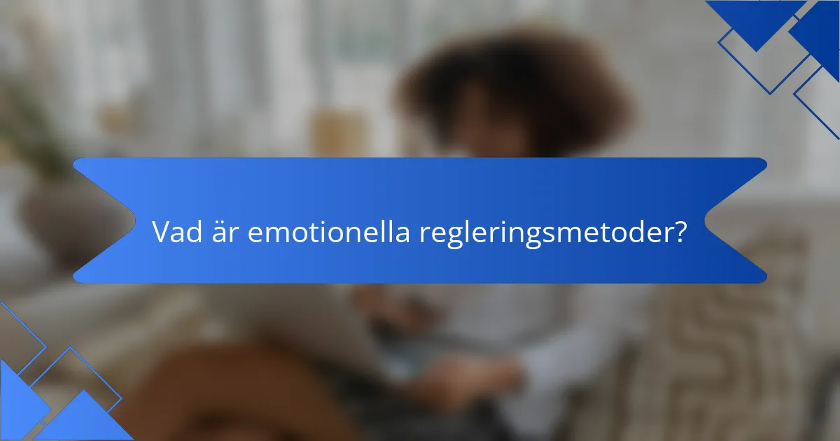 Vad är emotionella regleringsmetoder?