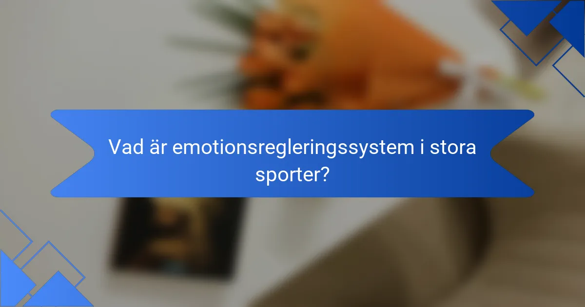 Vad är emotionsregleringssystem i stora sporter?