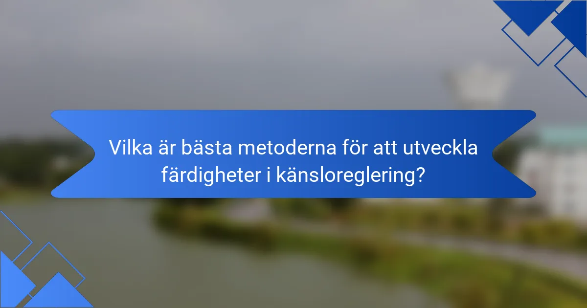 Vilka är bästa metoderna för att utveckla färdigheter i känsloreglering?