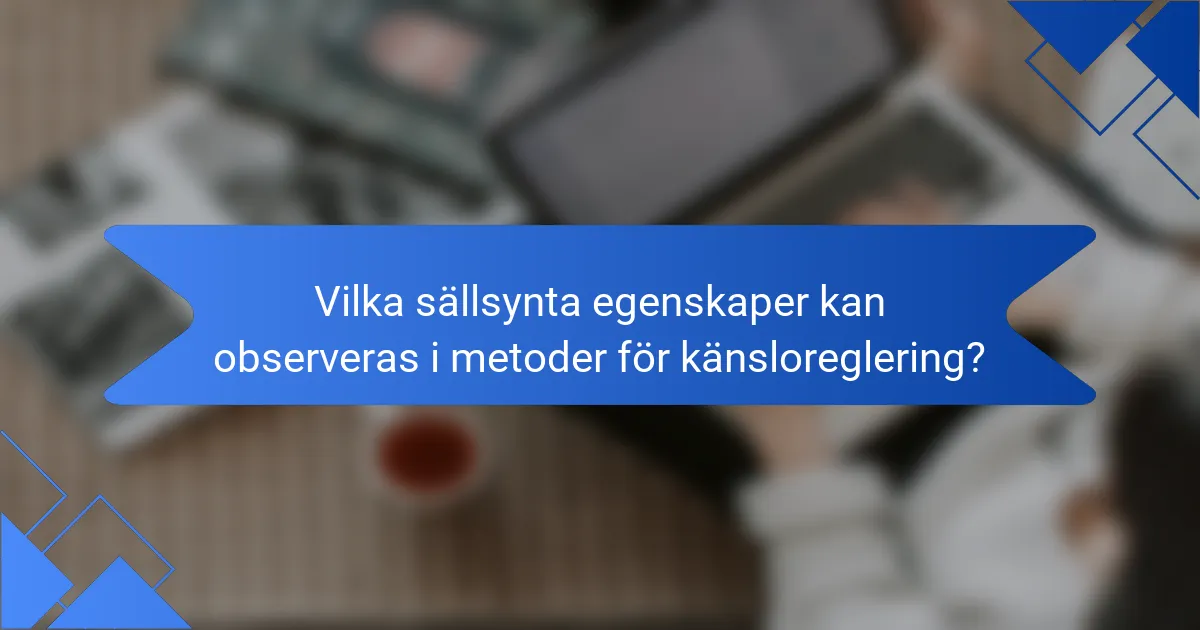 Vilka sällsynta egenskaper kan observeras i metoder för känsloreglering?