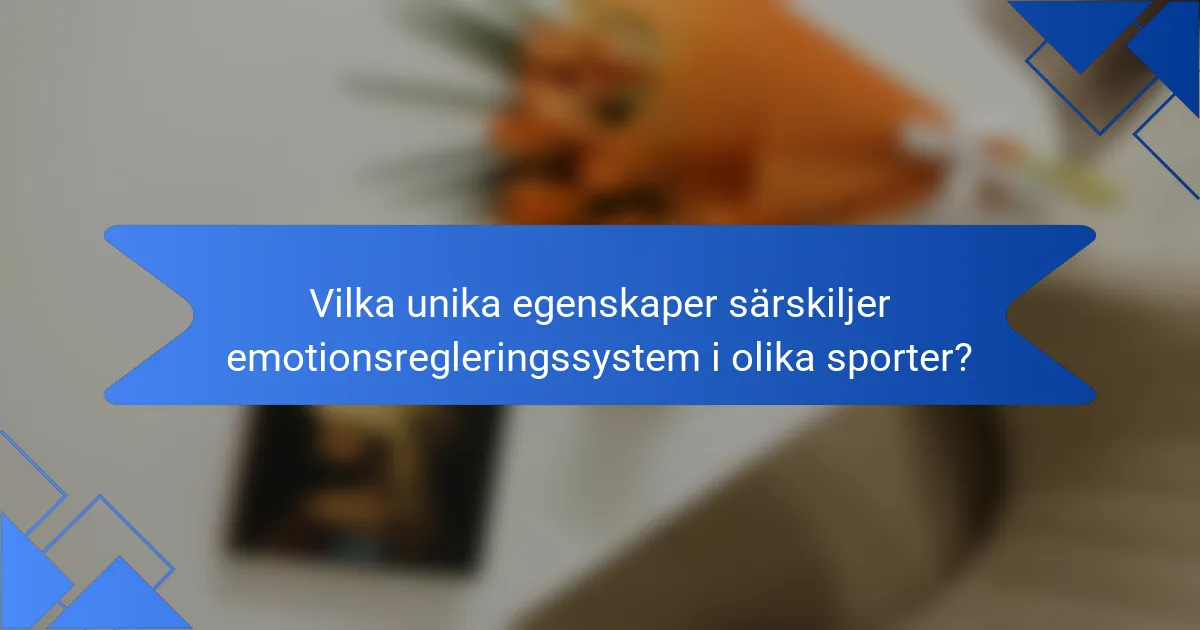 Vilka unika egenskaper särskiljer emotionsregleringssystem i olika sporter?